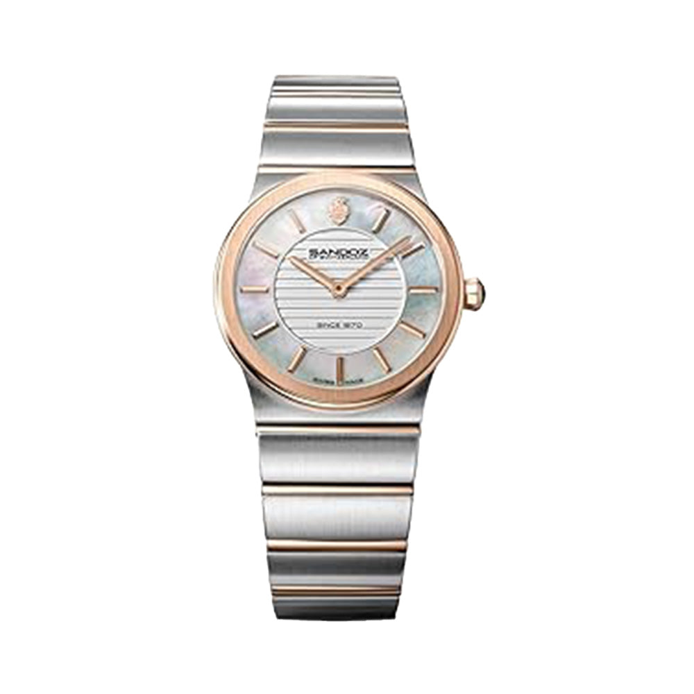 Sandoz Tresor Swiss Quartz White Mop Dial Stainless Steel Watch For Women SZWLG0000602