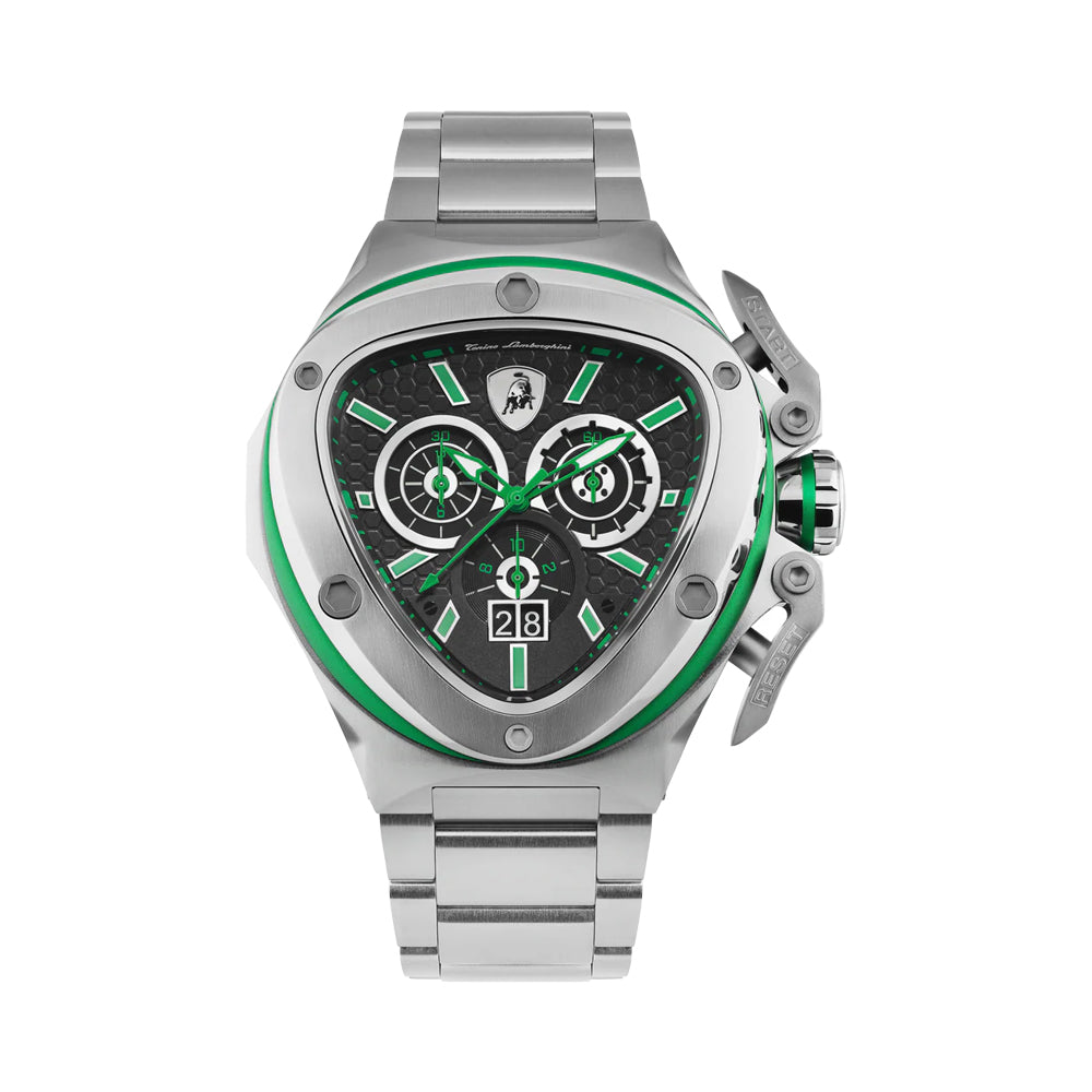 Tonino Lamborghini Spyder Quartz Green Dial Watch For Men TL9XF-SS-B