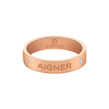 Aigner Rose Gold-Tone Sparkling Logo Ring - ARJLF0005123