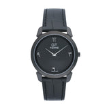 GF Ferre Unisex Black Dial Black Watch Black Leather Strap GFBBK29612M