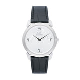 GF Ferre Unisex White Dial Silver Watch Black Leather Strap GFSSBKW29612M