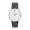 GF Ferre Unisex White Dial Silver Watch Brown Leather Strap GFSSBRW29612M
