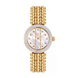 GF Ferre Women's Mother of Pearl Dial Gold Plated Zircon Watch GFGP8066LZ