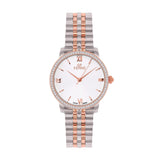 GF Ferre Women's Silver Dial Two-Tone Rose Gold Zircon Watch GFTR1344LZ