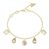 Guess 4G Light Gold Cubic Zirconia Charm Bracelet For Women JUBB05239JWYGS