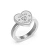 Guess Amore Silver Heart Signet Zirconia Ring For Women JUBR05059JWRH54
