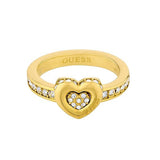Guess Iconique Gold Heart Infinity Zirconia Ring For Women JUBR05532JWYG54