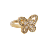 Guess Lily Butterfly Gold Toned Embellished Ring 52 - JUBR05115JWYG52