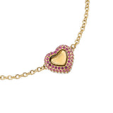 Guess Pavé Heart Yellow Gold Pink Bracelet For Women JUBB05011JWYGPKL - Image 2