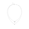Guess Two Hearts Silver Double Heart Necklace For Women JUBN05026JWRHT/U