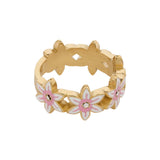 Guess White Lotus Gold Toned Stainless Steel Multi Flower Ring 56 - JUBR04132JWYGWH56