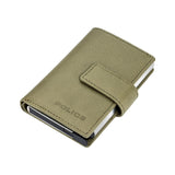 Police Boumous Olive Green Leather & Alloy Men's Automatic Card Case - PELGD2206910