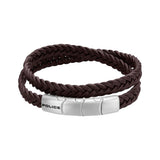 Police Braid Brown Leather Bracelet for Men PEAGB0037403
