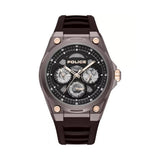 Police Dominion Black Dial Brown Silicone Strap Mens Watch PEWGQ0093801