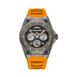 Police Dominion Black Gunmetal Dial Orange Silicone Strap Mens Watch PEWGQ0093802