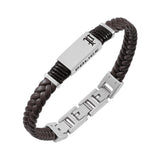 Police Ridgecord Brown Braided Leather Bracelet PEAGB0079502