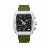 Police Rock Rebel Quartz Chronograph Black Dial Green Silicone Strap Mens Watch PEWGO0063104