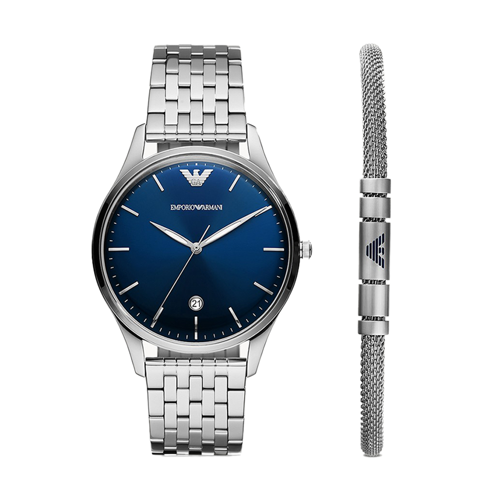 Picture of Emporio Armani Special-Edition Three-Hand Stainless Steel Watch and Bracelet Set AR80048