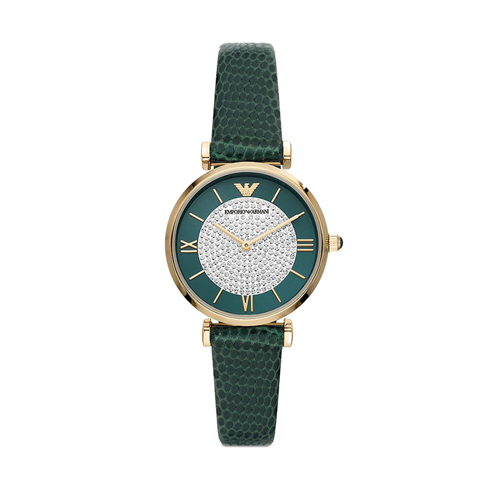 Picture of Emporio Armani Two-Hand Green Leather Watch AR11403