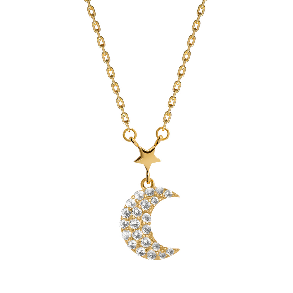 Picture of Juvenis Crescent Star Gold Necklace JLJ-AS21N0421A-G-NL