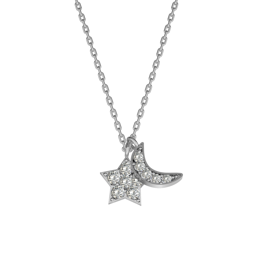 Picture of Juvenis Crescent Star Zirconic Silver Necklace JLJ-KS18N4374S-SS-NL