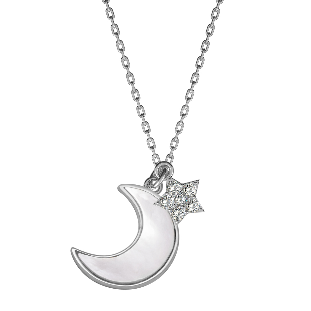 Picture of Juvenis Crescent Star Silver Necklace JLJ-AS20N2304S-SS-NL