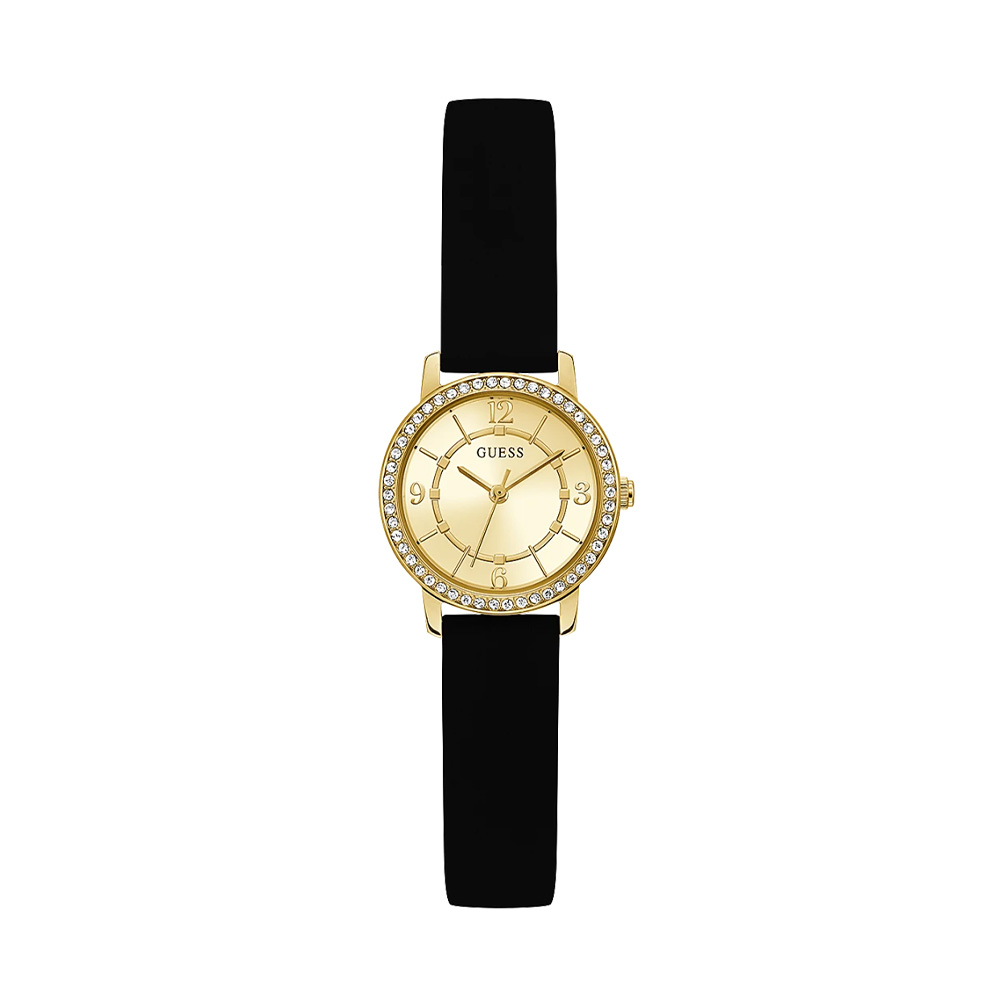 Picture of Guess Gold Tone Case Black Silicone Watch GW0469L3