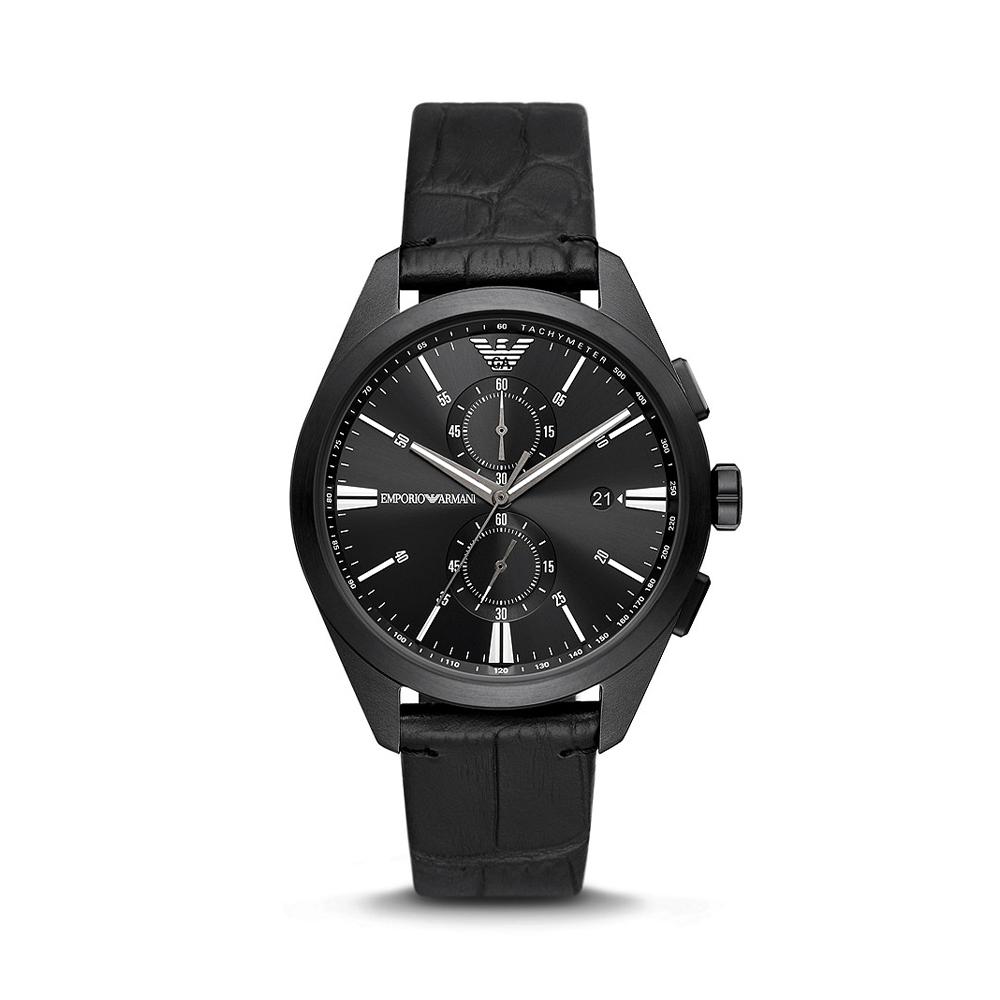 Picture of Emporio Armani Chronograph Black Leather Watch AR11483