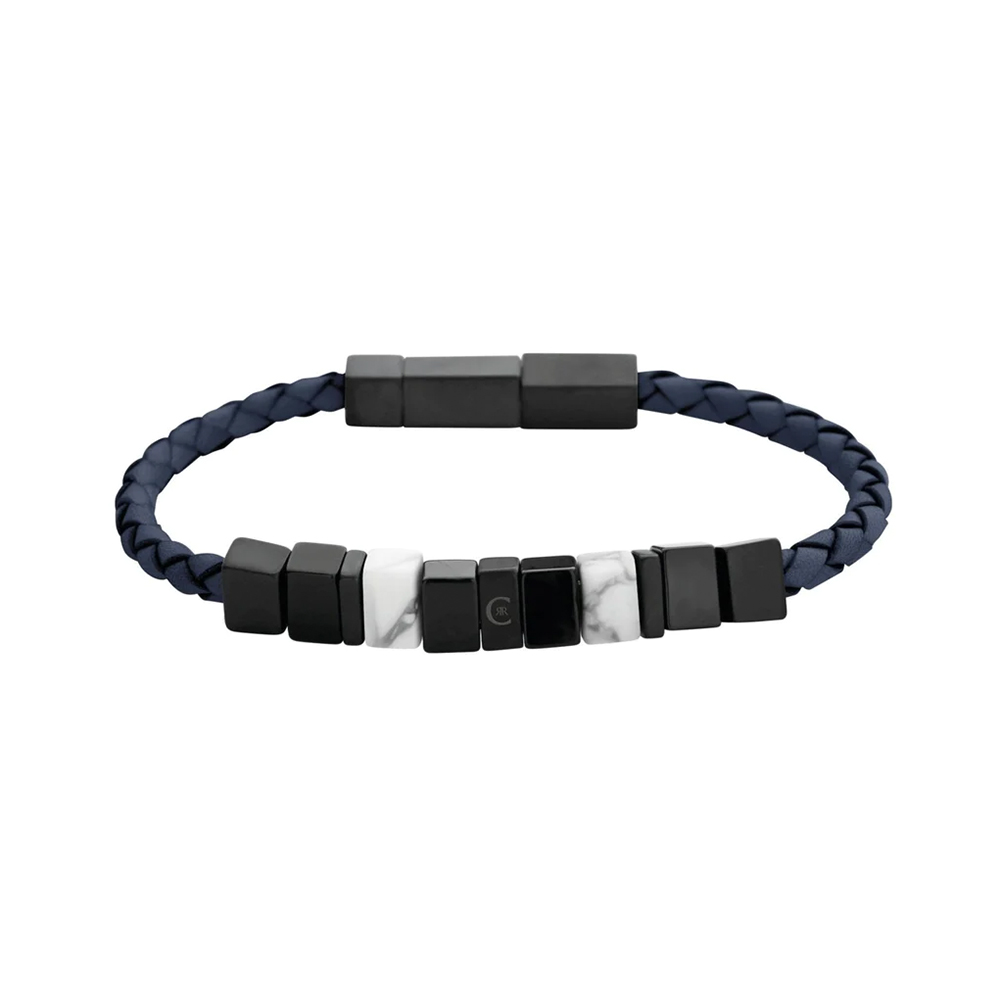 Picture of Cerruti 1881 Chiselled Men's Steel and Leather Bracelet CIAGB0001404