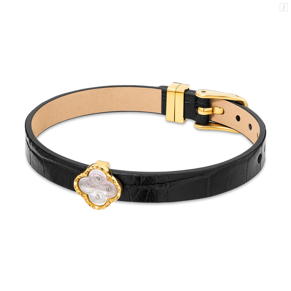 Picture of Guy Laroche Fleurine Women Black Leather Bracelet GLJLB0001601