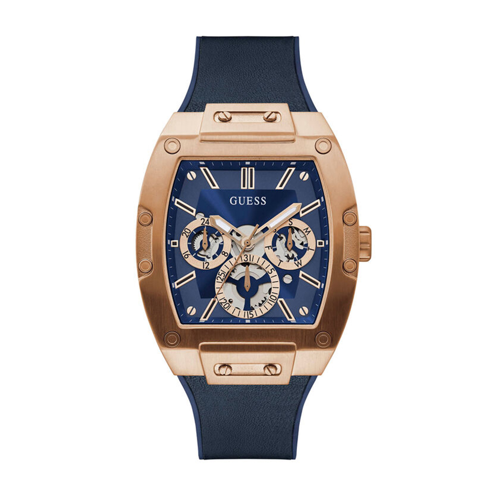 Picture of Guess Mens Blue Rose Gold Tone Multi-function Watch GW0202G4