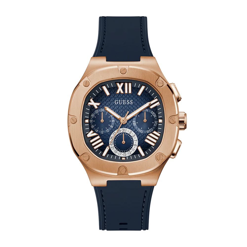 Picture of Guess Mens Navy Rose Gold Tone Multi-function Watch GW0571G2