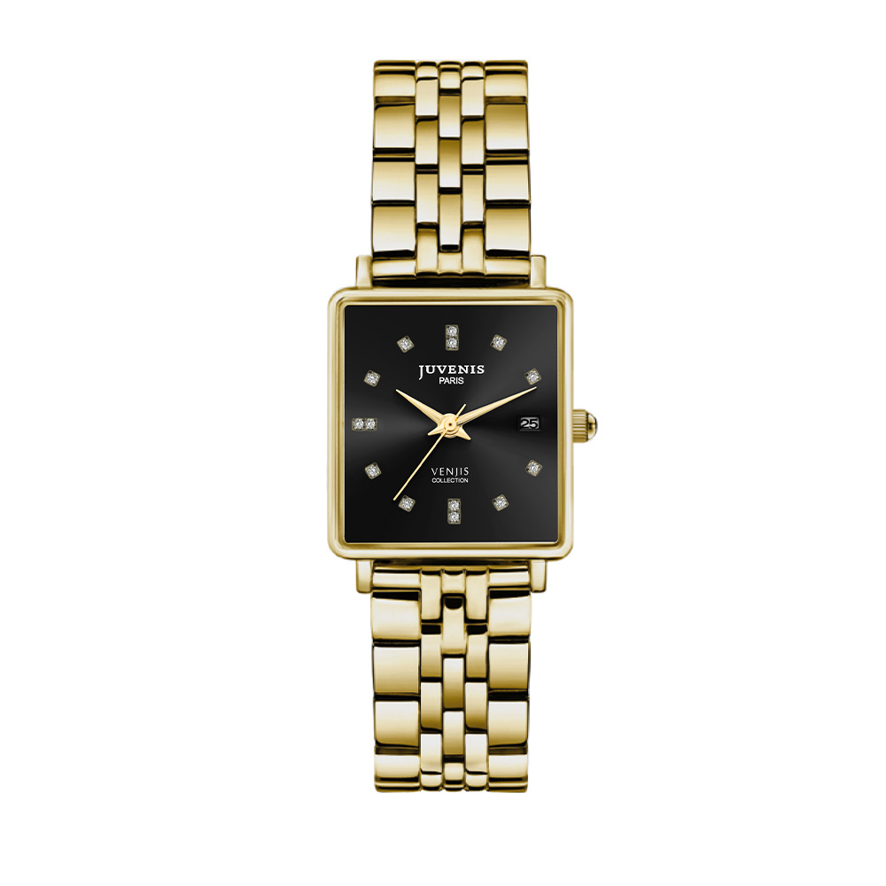 Picture of Juvenis Venjis Gold Black Square Watch JVB0066F