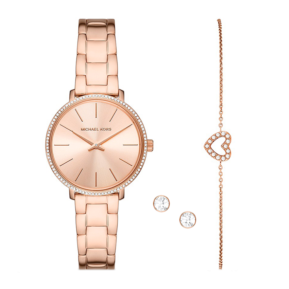 Picture of Michael Kors Pyper Rose Gold-Tone Watch and Jewelry Gift Set MK1040