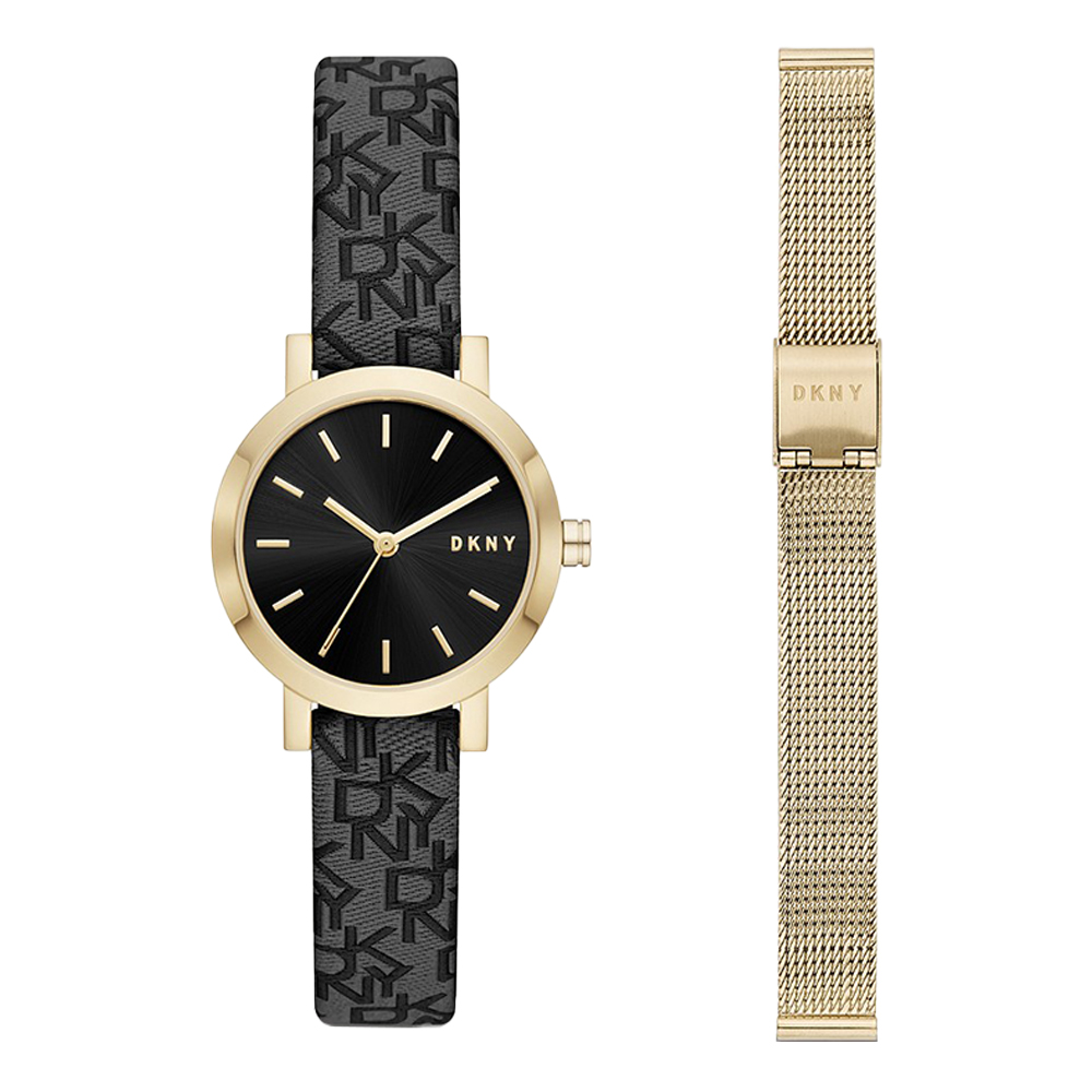 Picture of DKNY Soho Three-Hand Black Fabric Watch and Strap Set NY6616SET