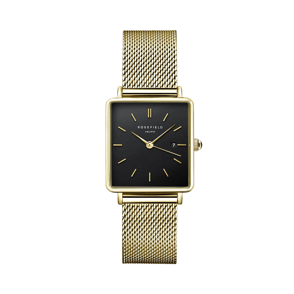 Picture of Rosefield Boxy Black Gold Mesh Women Watch QBMG-Q06