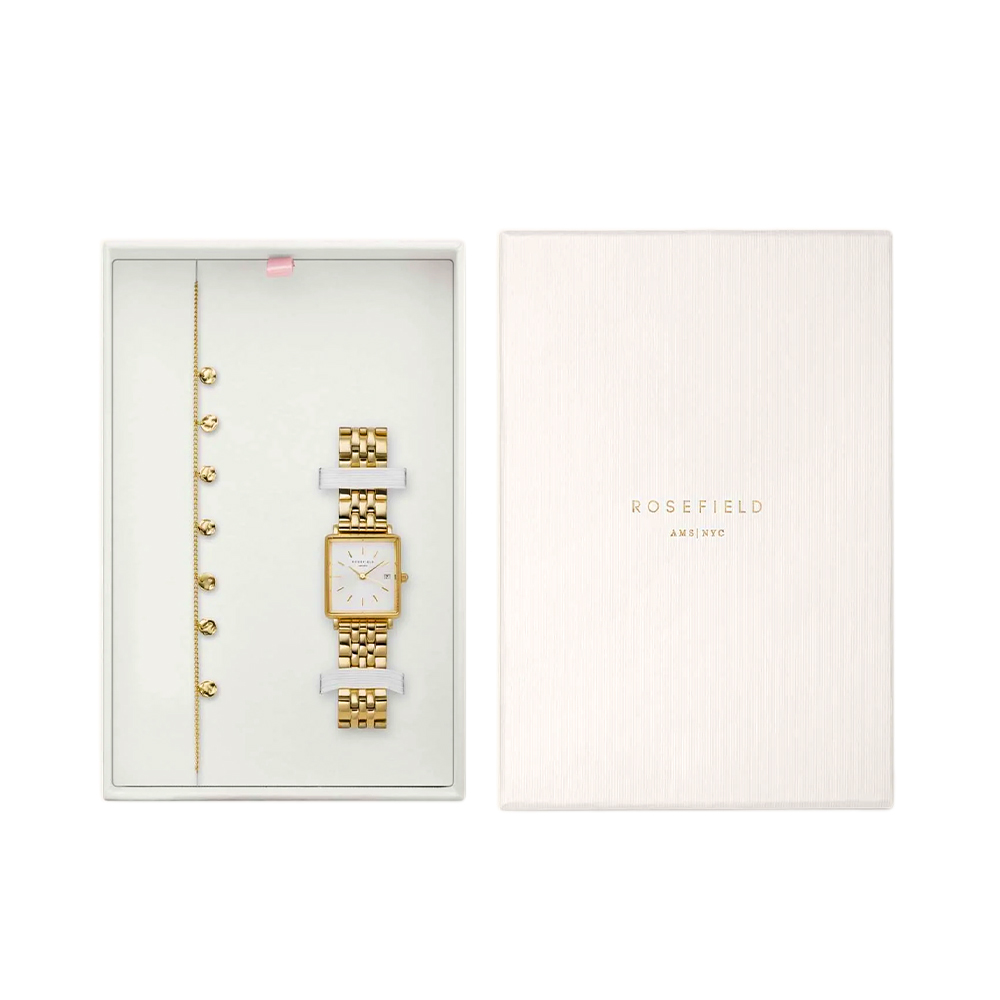 Picture of Rosefield Boxy XS Gold Women Watch and Bracelet Gift Set BMWLBG-X241