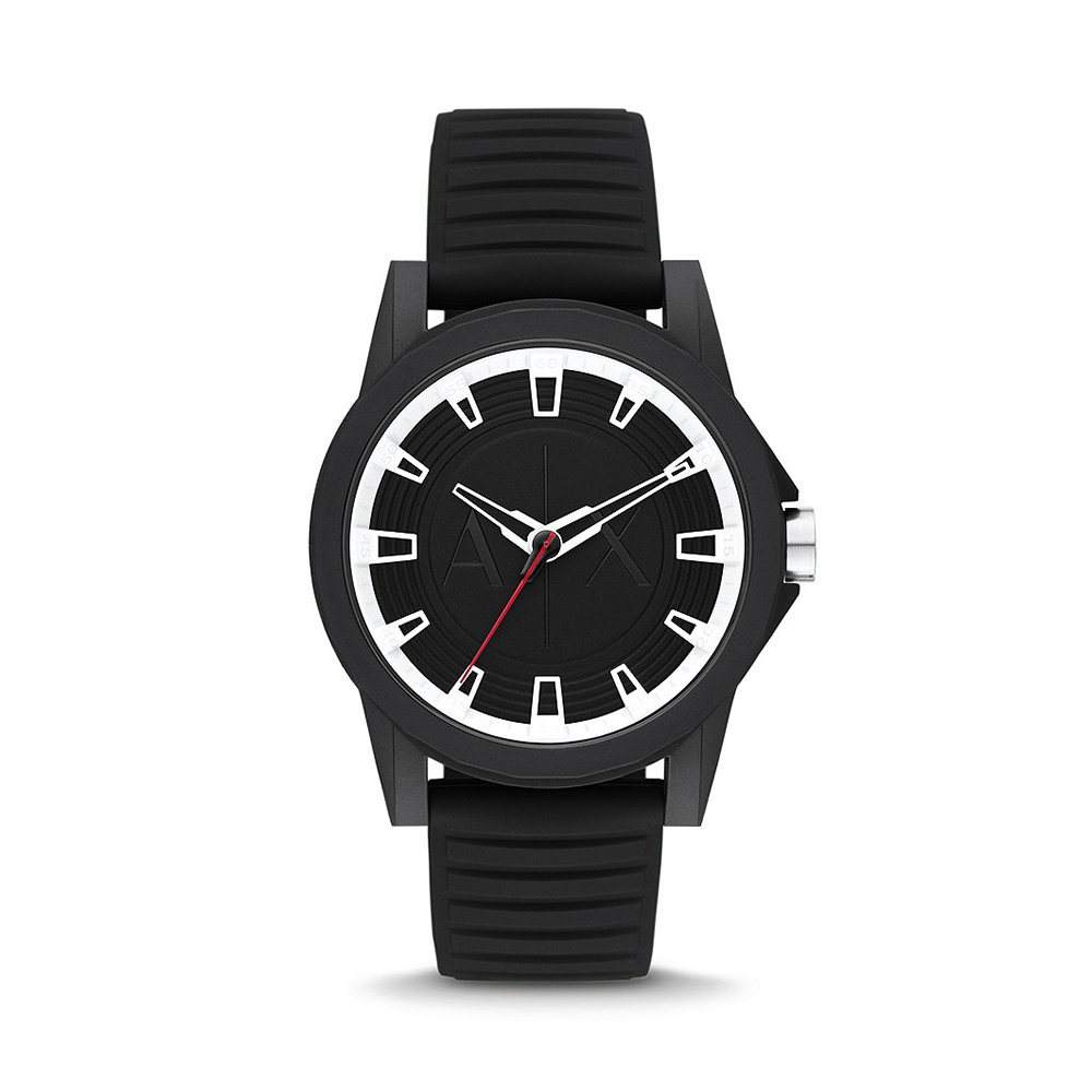 Picture of Armani Exchange Three-Hand Black Silicone Watch AX2520