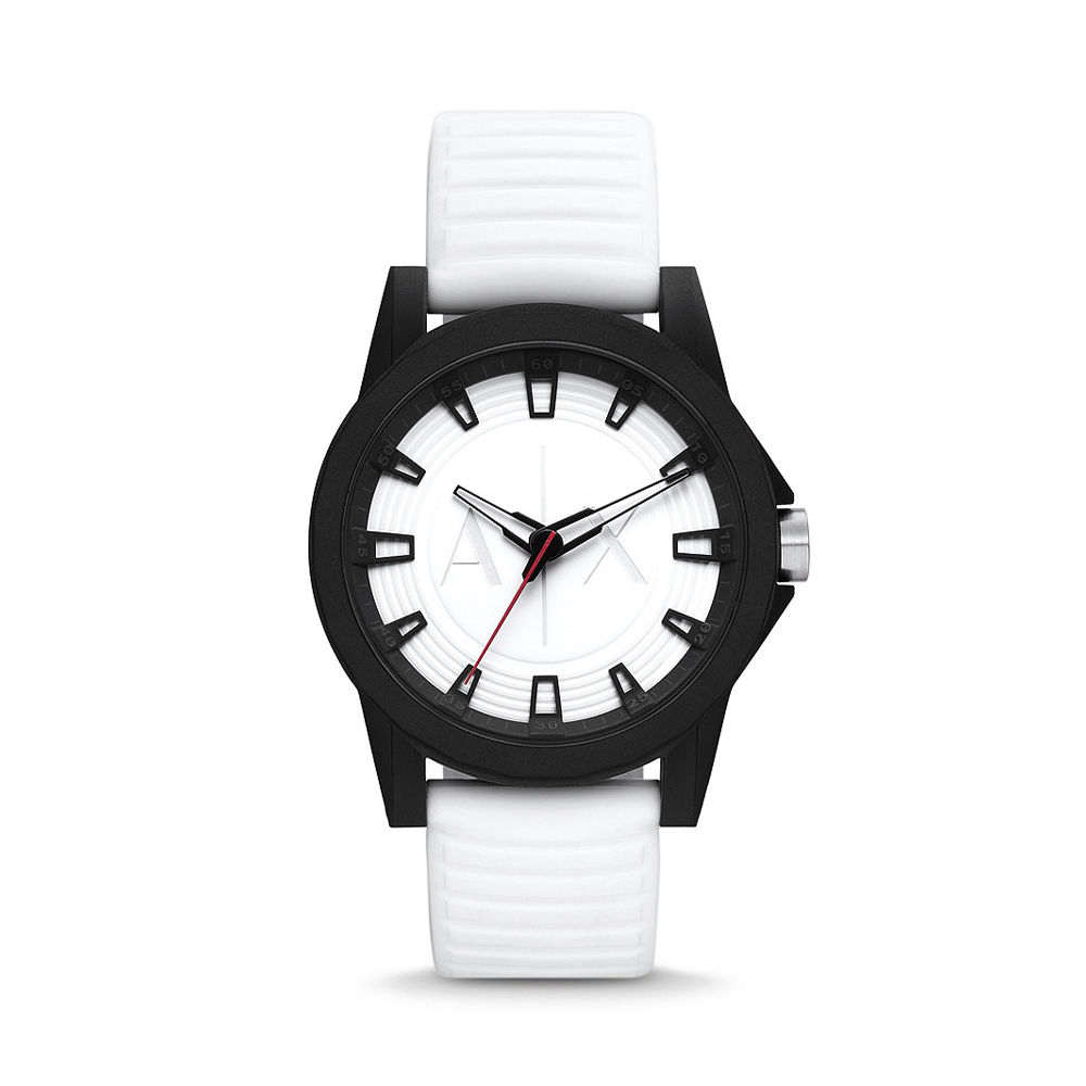 Picture of Armani Exchange Three-Hand White Silicone Watch AX2523