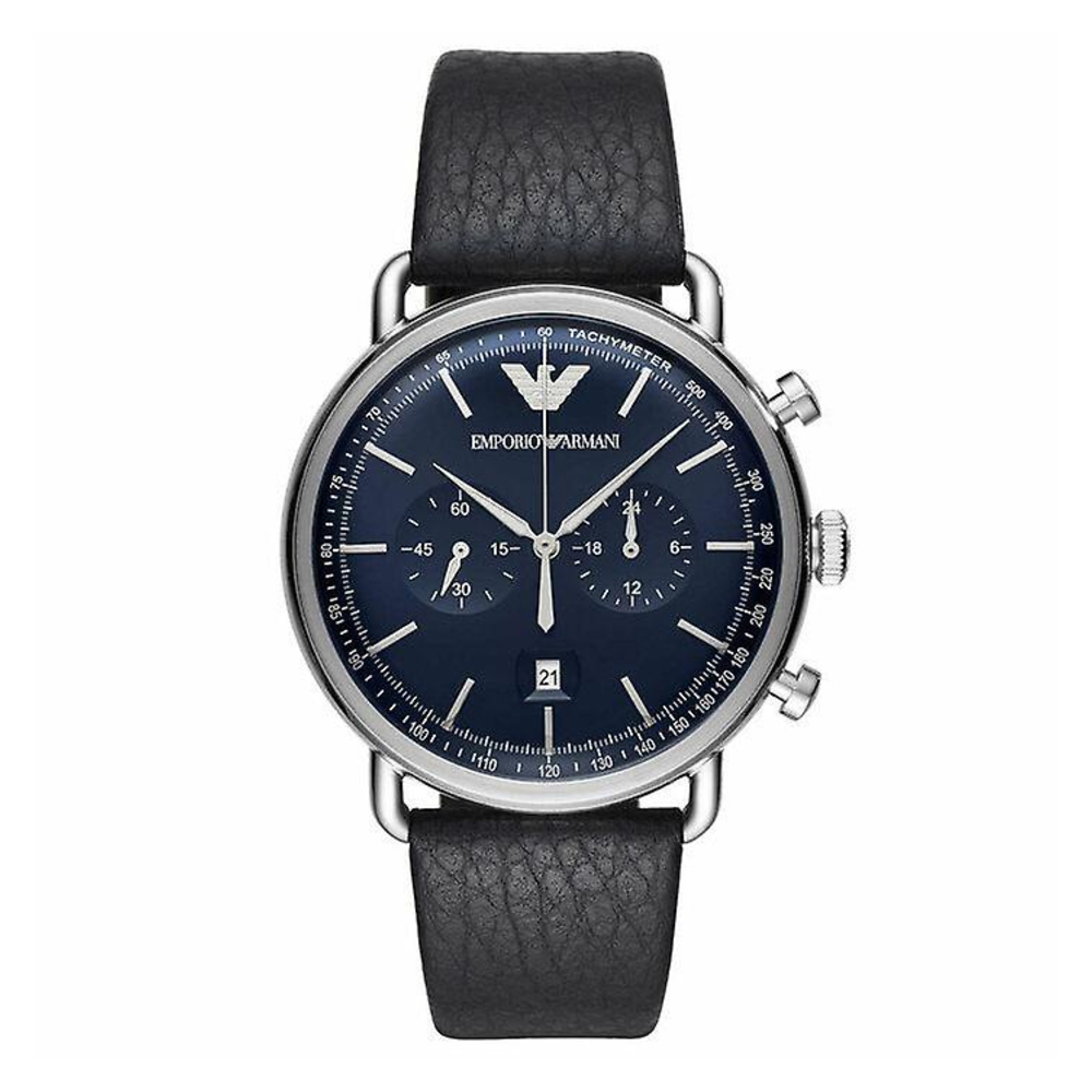 Picture of Emporio Armani Aviator Chronograph Blue Dial Leather Strap Mens Watch AR11105