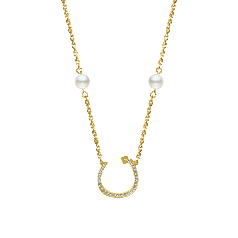 Picture of Juvenis  "Ù†" Arabic Letter Zirconed Necklace JLJ-MN0002CZ-G