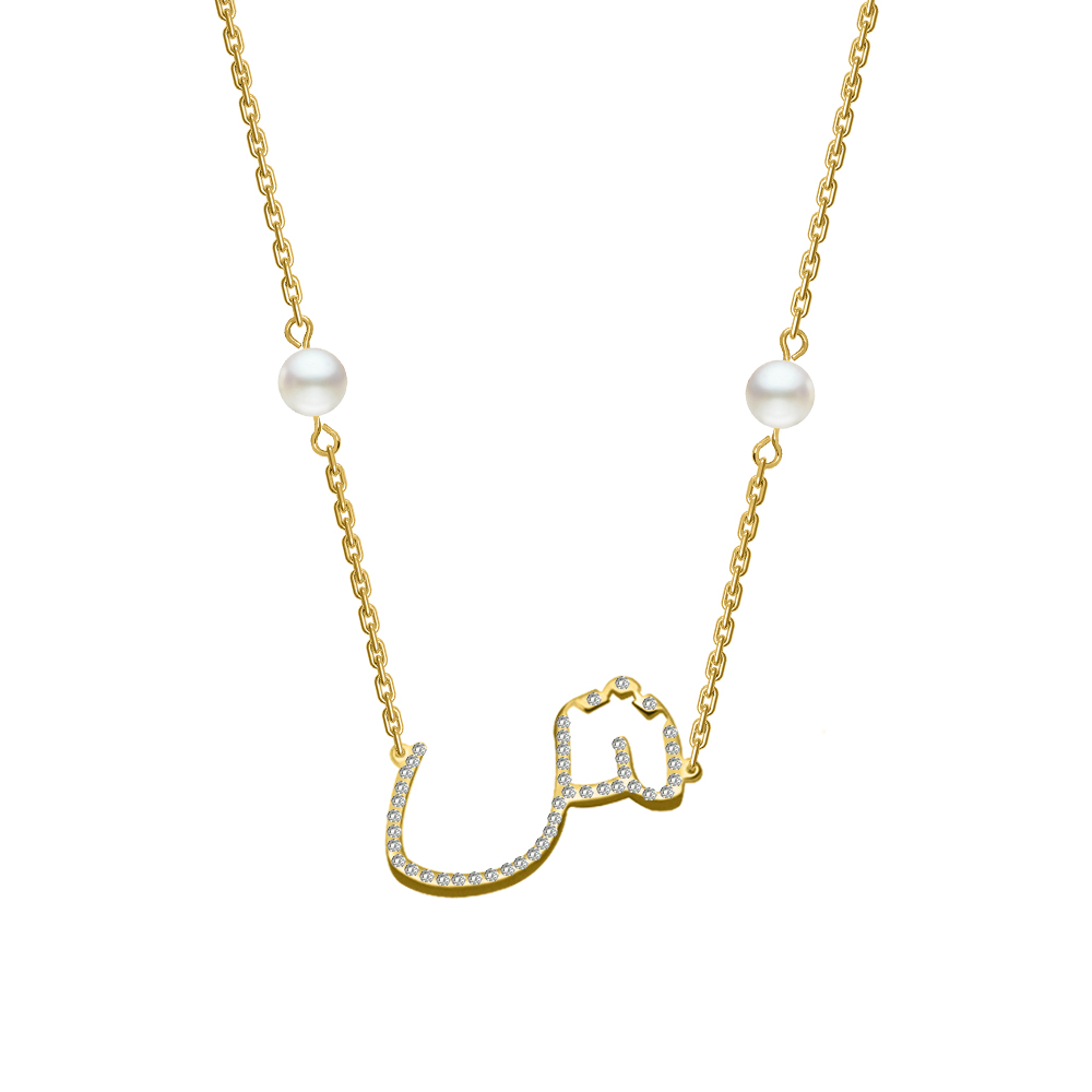 Picture of Juvenis "Ø´" Arabic Letter Zirconed Necklace JLJ-MN0004CZ-G