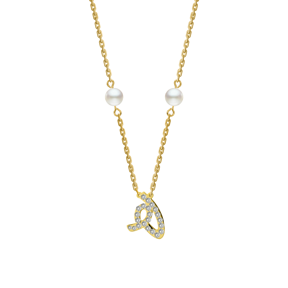 Picture of Juvenis  Arabic Letter Zirconed Necklace JLJ-MN0007CZ-G