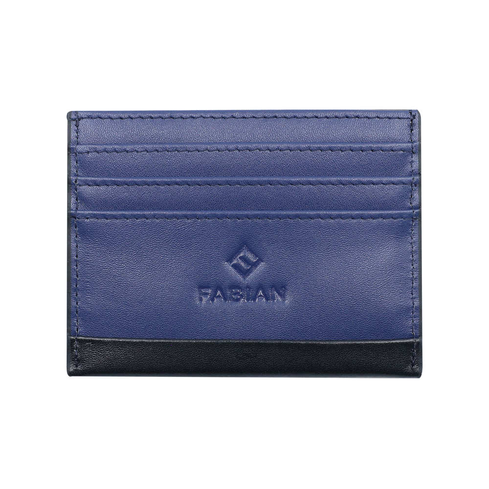 Picture of Fabian Leather Black/Blue Card Holder For Men - FMWC-SLG15-BNBL